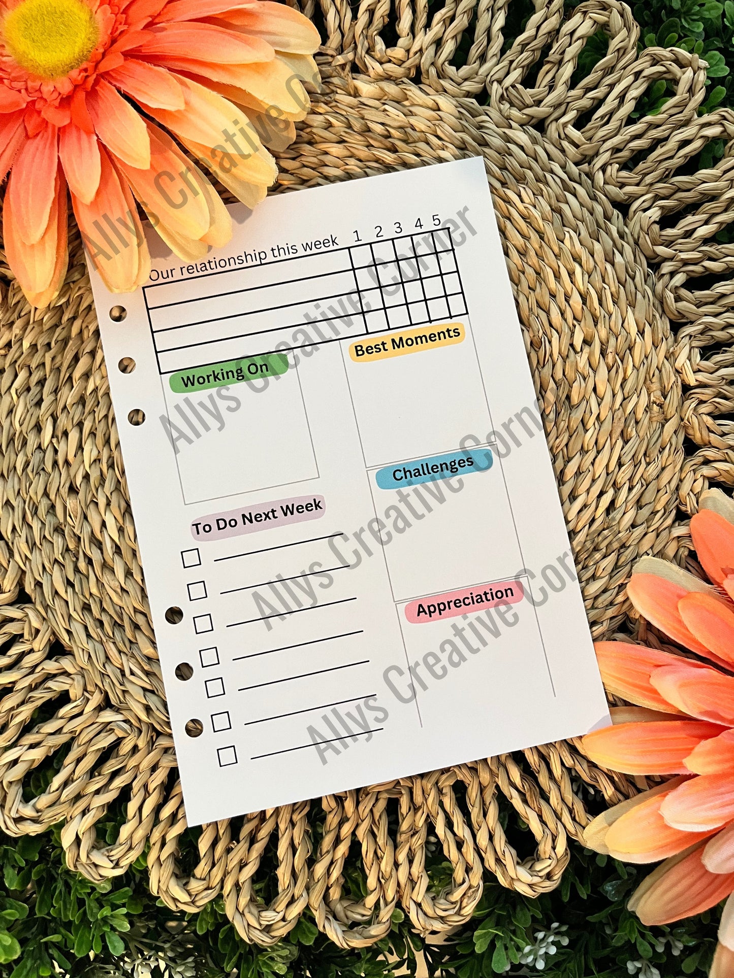 Weekly Relationship Check In Journal Spread