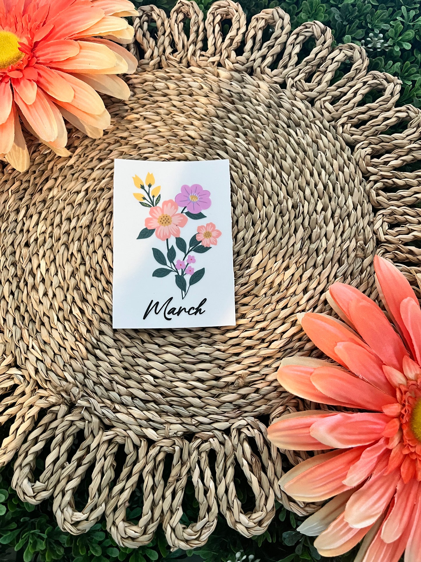 Birth Month Floral Decal