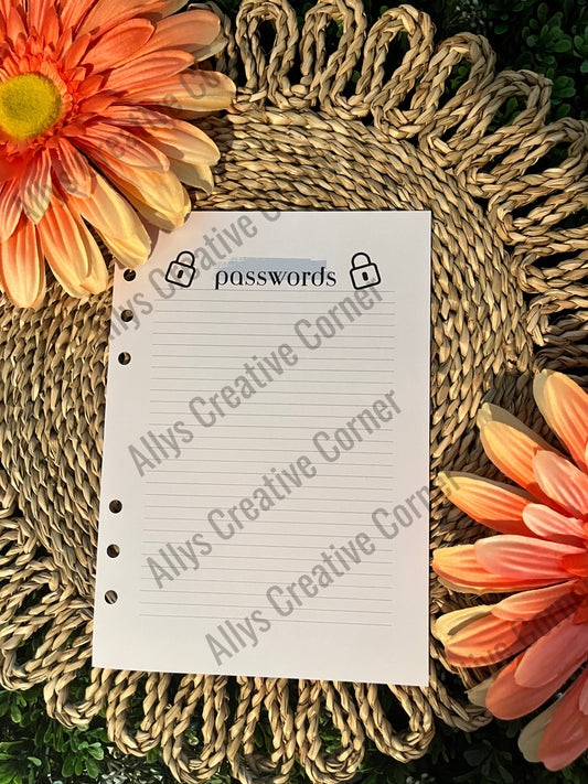 Passwords Journal Spread