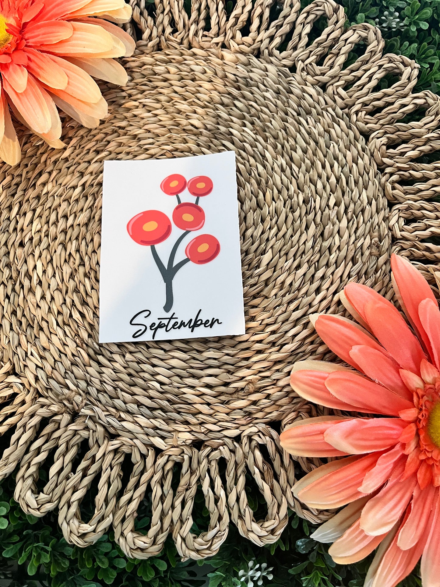 Birth Month Floral Decal