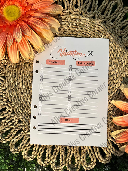 Vacation Packing List Journal Spread