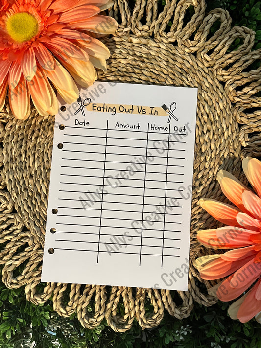 Eating Out VS In Tracker Journal Spread