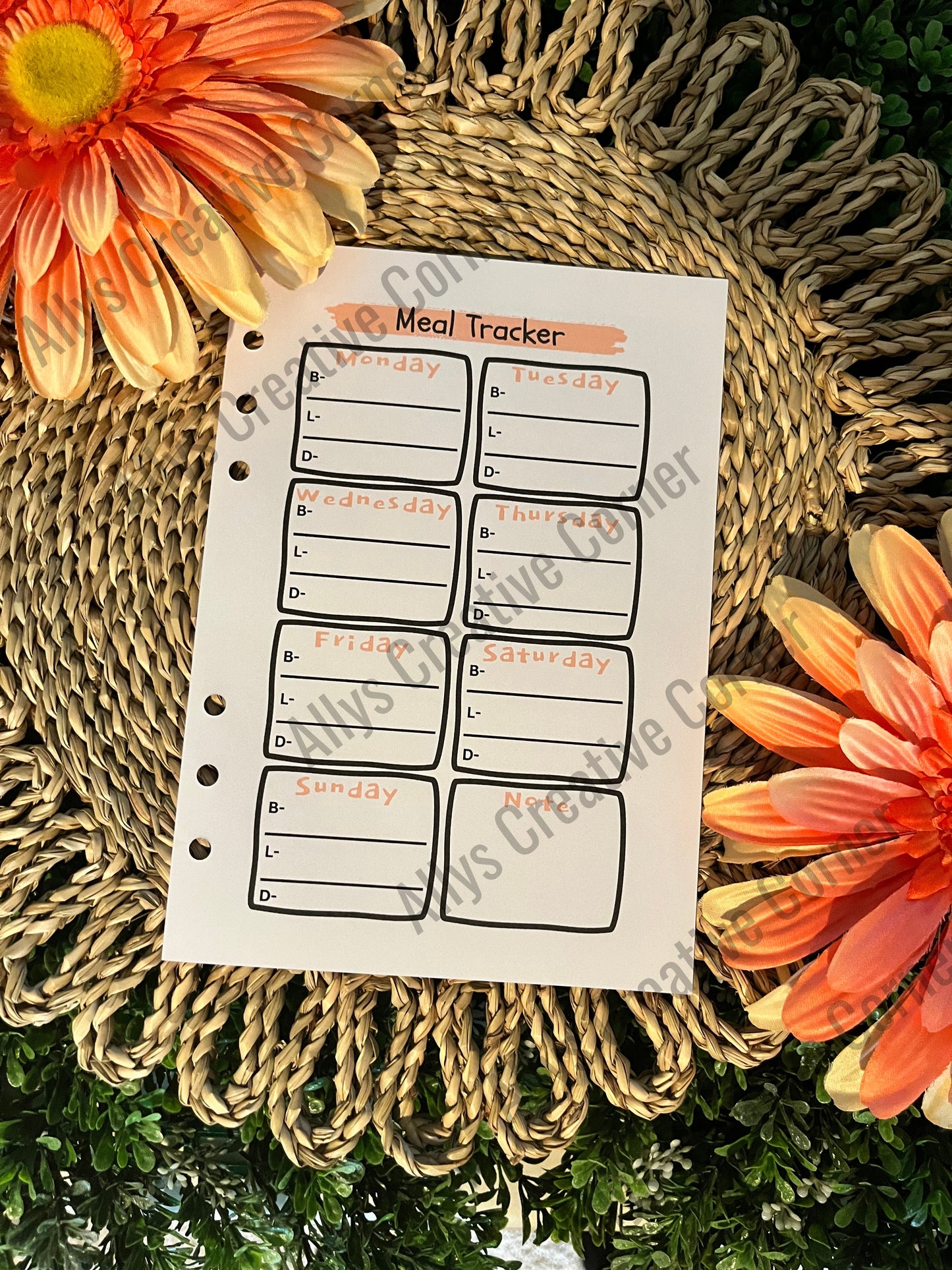 Weekly Meal Tracker Journal Spread