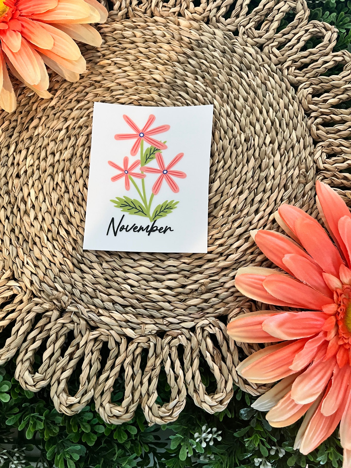 Birth Month Floral Decal