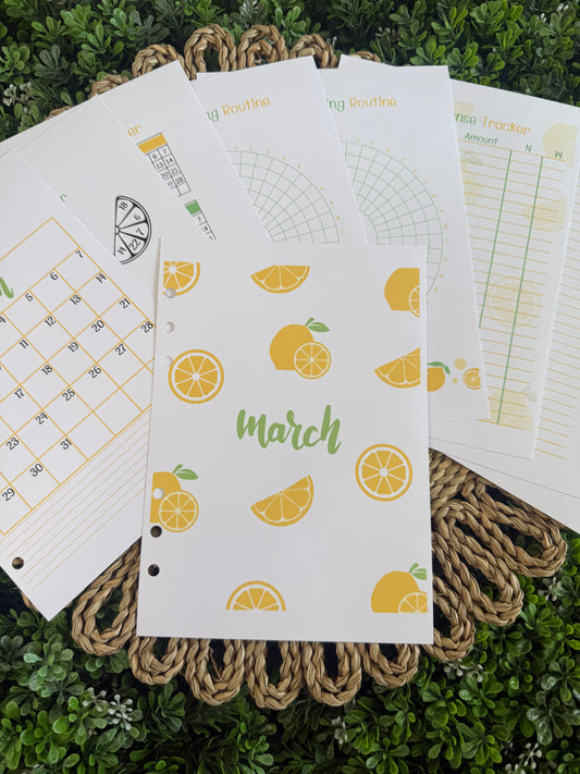 2026 March Amalfi Lemons Monthly Themed Spreads