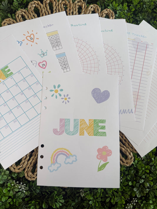 2026 June Chalk Monthly Themed Spreads