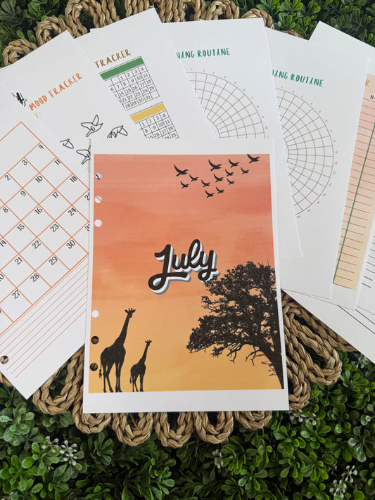 2026 July Safari Adventure Monthly Themed Spreads