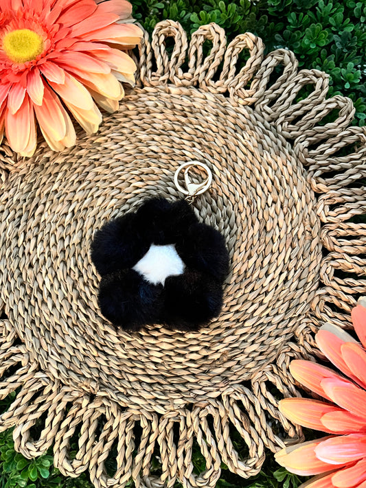 Flower Pom Pom Keychain